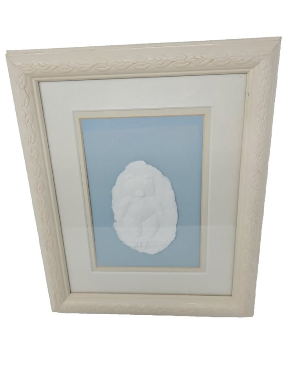 Vintage 1992 John Saunders Pressed Paper Sculpture Art Teddy Bear Framed Signed